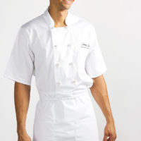 Embroidered chef's uniform for Jumby Bay Resort, Antigua