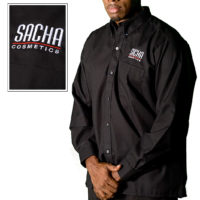 Men's long sleeved shirt with embroidered corporate logo