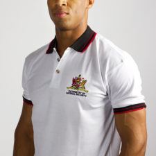 Men's polo with embroidered logos ideal for casual corporate wear and promotional events