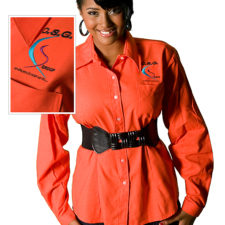 Long sleeved shirt with embroidered corporate logo