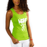 Fitted women's tank top with printed promotional design