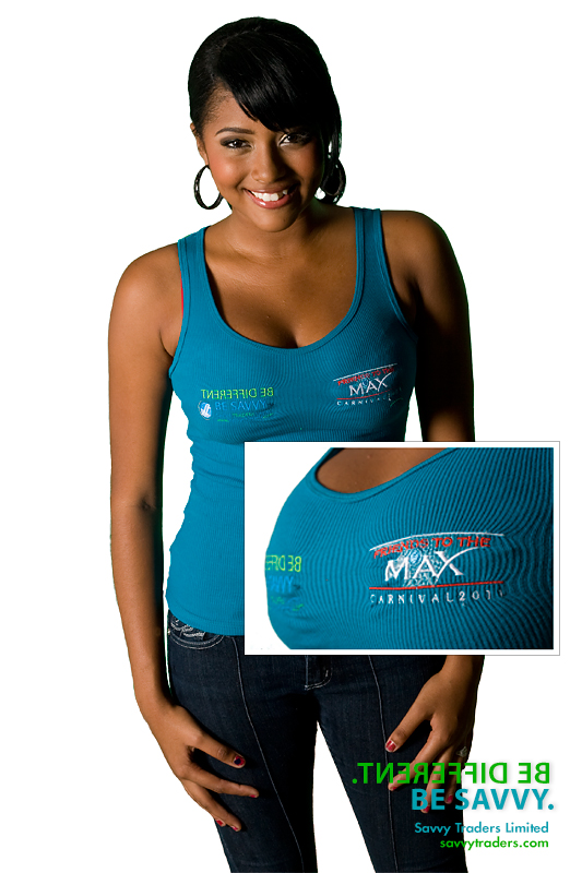 Embroidered Carnival tank top for corporate branding and promotion