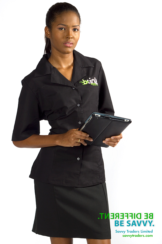 Women's shirt with embroidered company logo