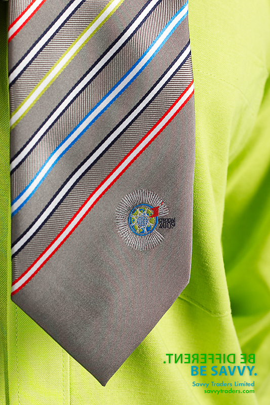 Embroidered commemorative necktie for CHOGM 2009 hosted in Trinidad